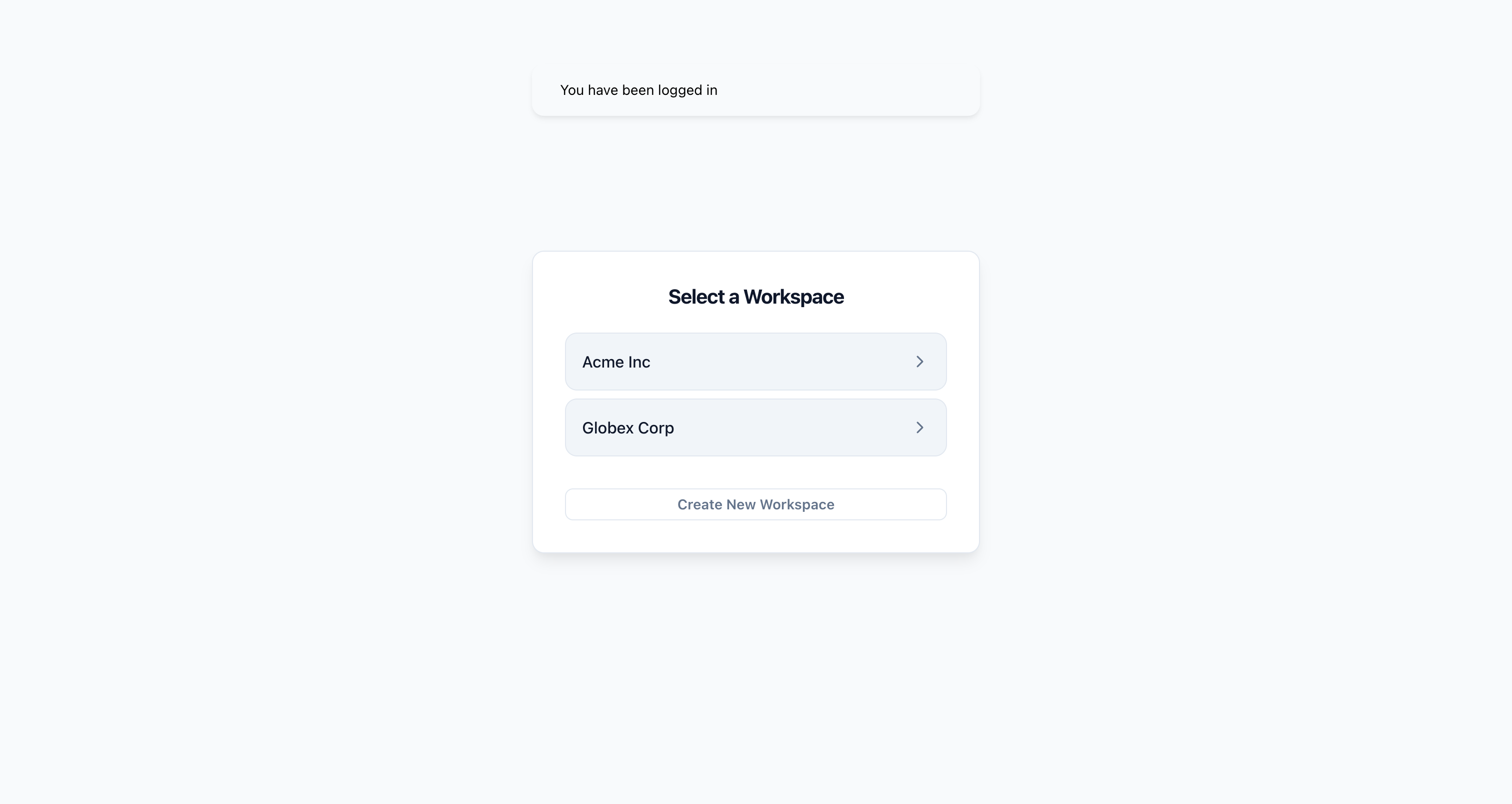 Workspace selector after login