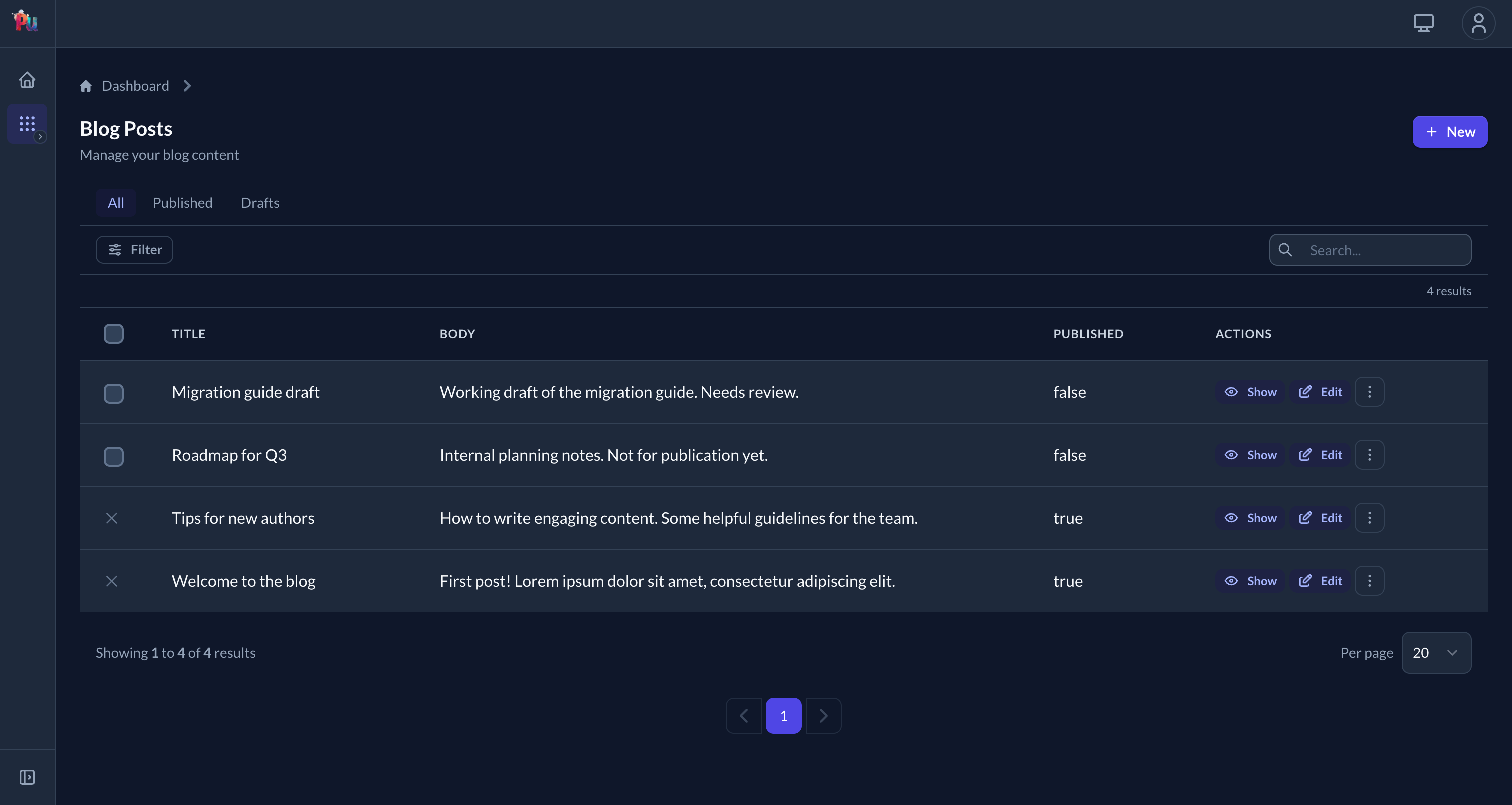 Indigo palette via tailwind override